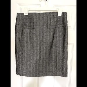 Express High Waisted Metallic Gray Black Stripped Pencil Skirt